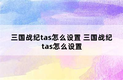 三国战纪tas怎么设置 三国战纪tas怎么设置